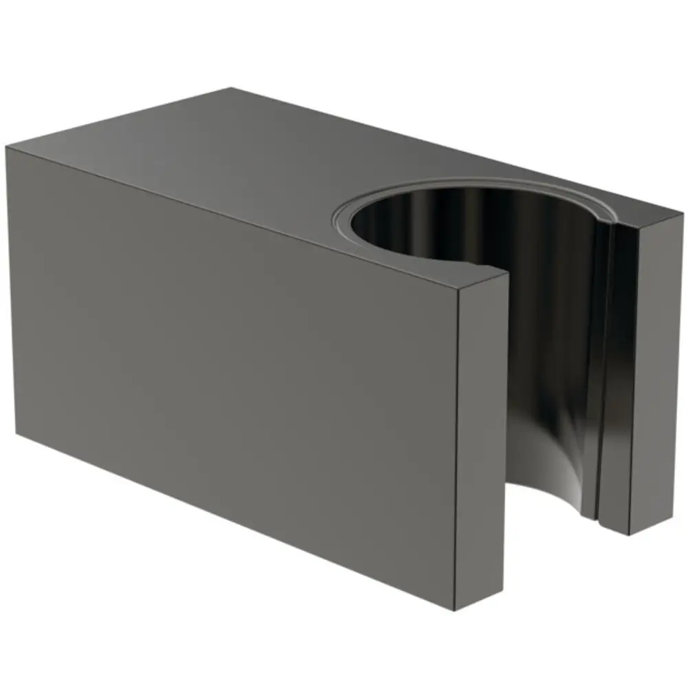 Wandhalter von Ideal Standard in rechteckiger Form, mit einer runden Halterung. Farbe in Magnetic Grey, eignet sich zur Montage für eine Handbrause.